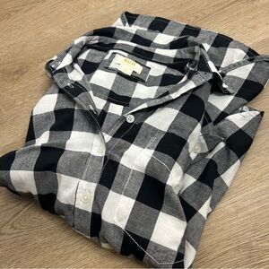 Anthropologie Maeve 100% Cotton Black White Checkered Button Down Shirt